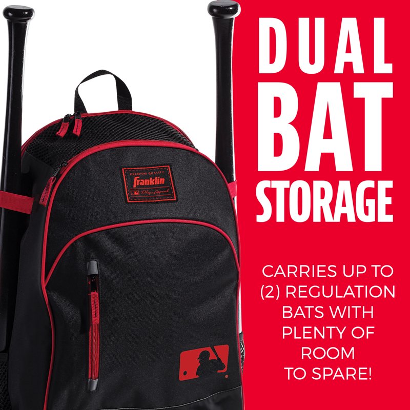 Youth Baseball Bat Pack Bag - Holds 2 Bats, Large Storage, Ventilated & Comfortable Straps