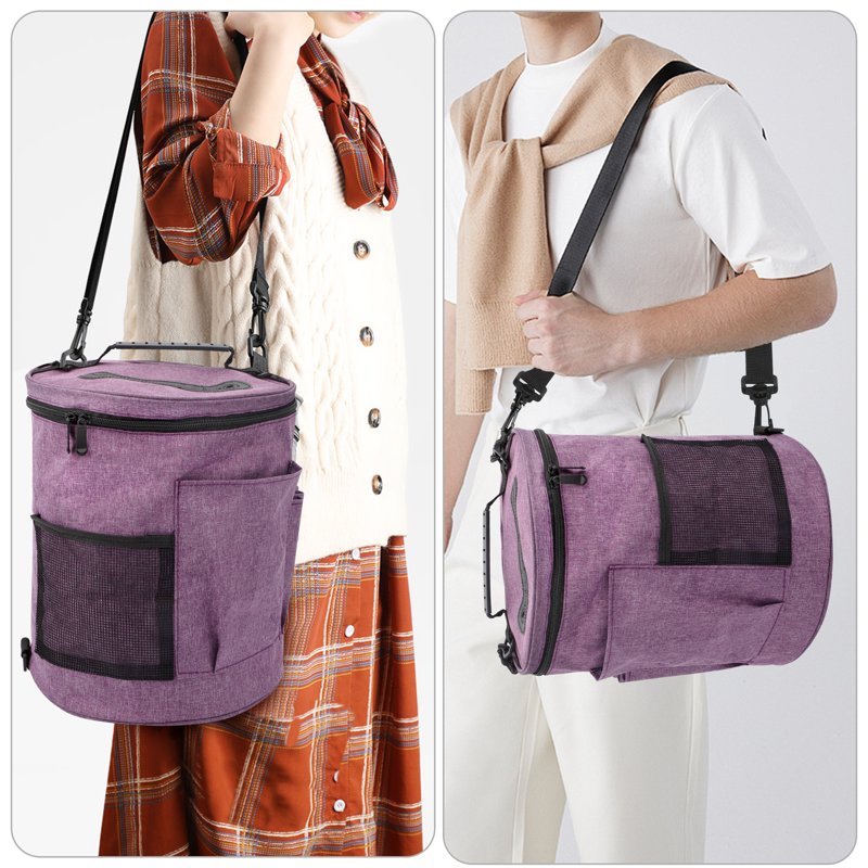 Large Capacity Yarn Storage Bag with Pockets - Portable Crochet Organizer