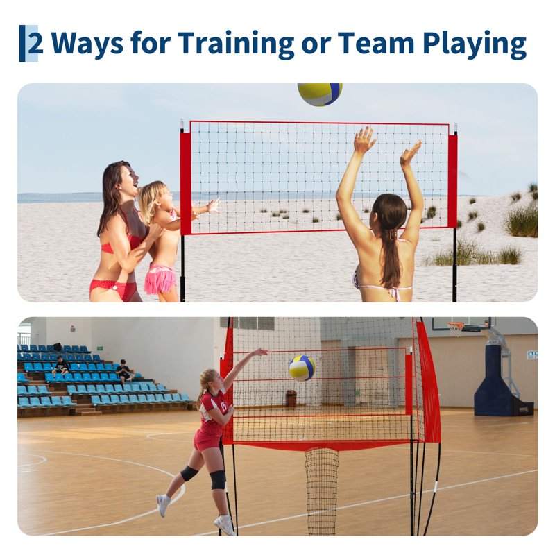 8x11 Ft Volleyball Net System with Adjustable Height Portable Setup for Indoor Outdoor Training