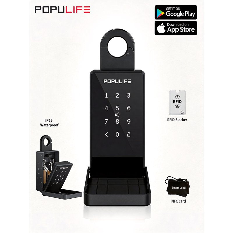 Smart Key Lock Box with App Control, Biometric & Card Access - Outdoor Weatherproof Large Storage