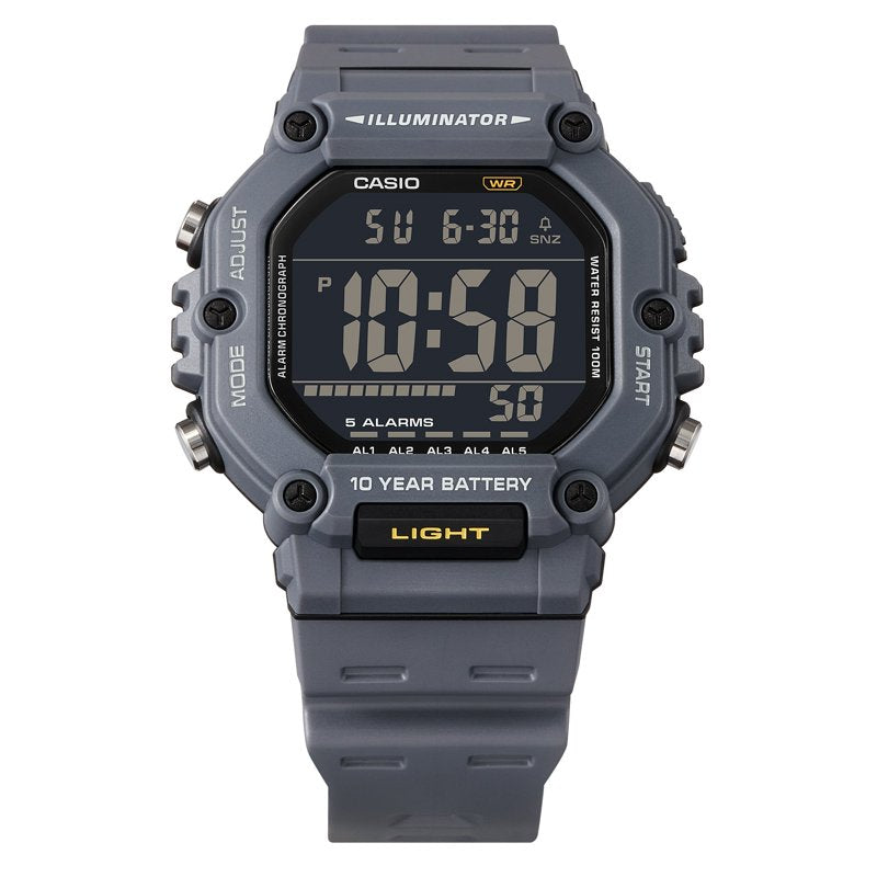 Digital Wristwatch with 10-Year Battery Water Resistant Stopwatch Gray