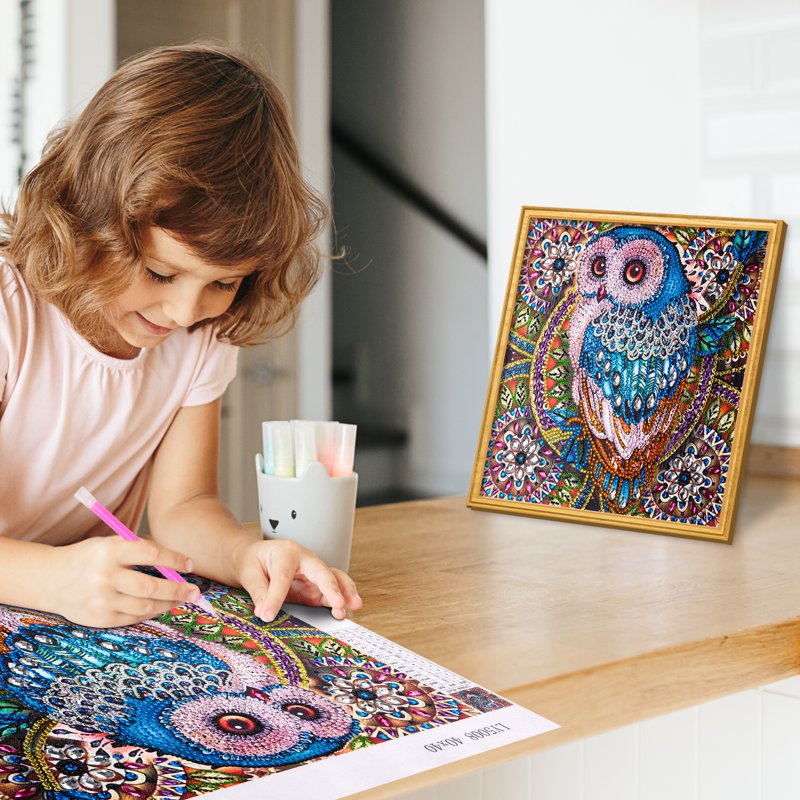 Kids & Adults DIY 5D Diamond Painting Kits - Owl, Cat, Elk, and More Colors
