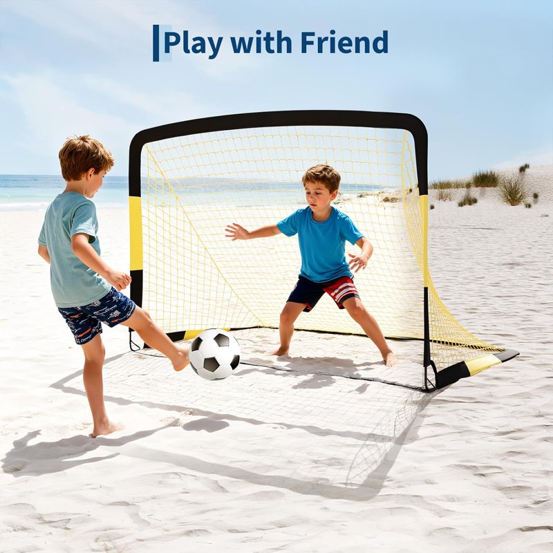 2-Pack 6x4 ft Backyard Soccer Goal Set with Ball, Cones & Stakes