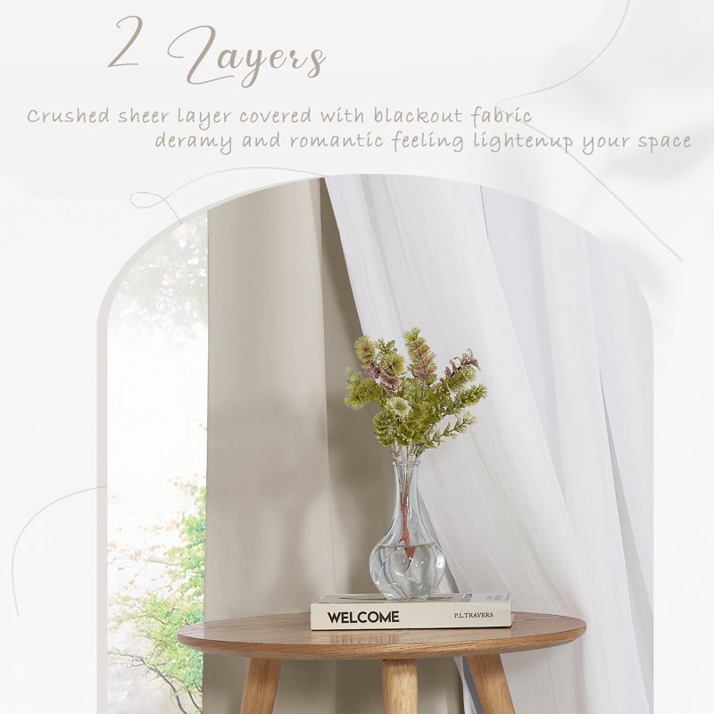Double Layer Blackout Curtains Set - Thermal Insulated Room Darkening Drapes