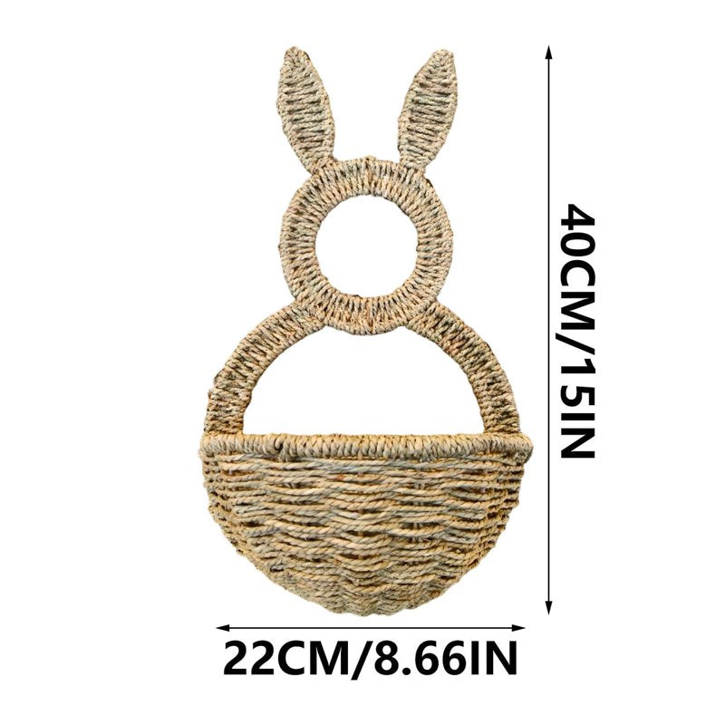 Easter Bunny Wall Basket - 15-Inch Indoor Outdoor Spring Decor for Wreaths & Floral Arrangements