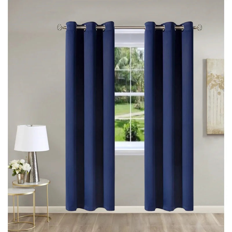 Thermal Blackout Patio Curtain Set - 2 Panels 37x84 Inches, Grommet Top