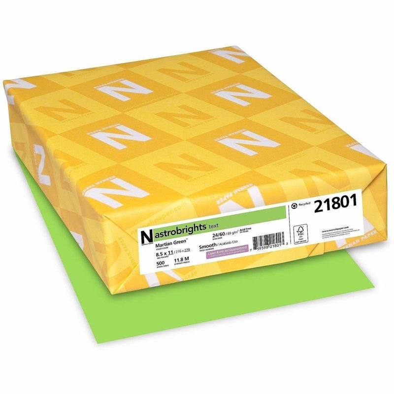 Heavyweight Colored Copy Paper - Martian Green - 8.5 x 11 - 24 lb - 500 Sheets