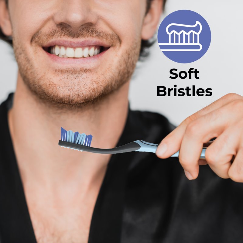 Manual Toothbrush with Cap - Soft Bristles, Multi-Angled Cleaning, Pack of 2 or 6
