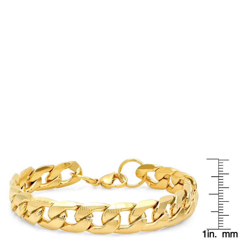 Men's 18K Gold Plated Stainless Steel Cuban Link Chain Bracelet - 8.5 Inches