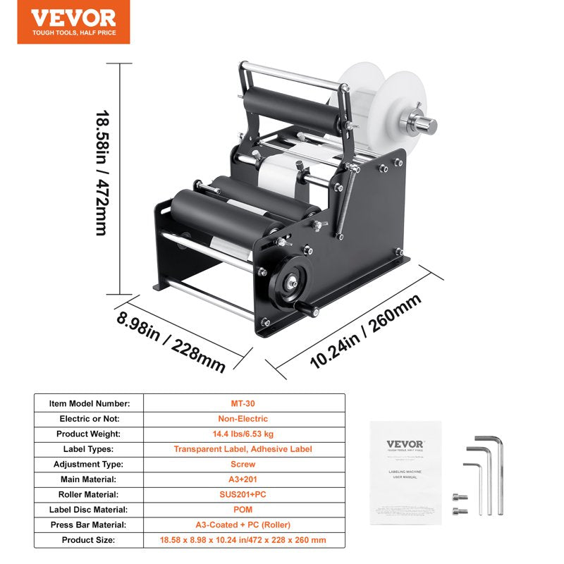 Manual Round Bottle Labeling Machine - Efficient Label Applicator for 15-20 Bottles/Min