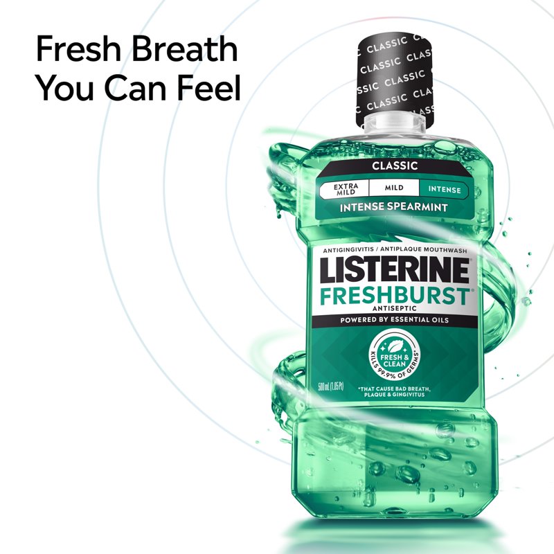 Antiseptic Mouthwash for Fresh Breath & Gum Care - 250 mL & Larger Sizes
