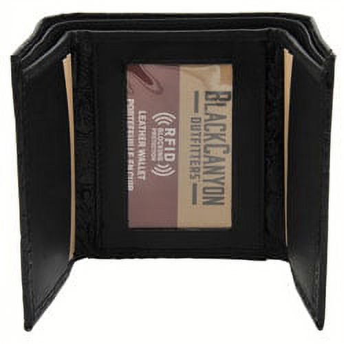 Blackcanyon Outfitters RFID Crocodile Embossed Leather Trifold Wallet - Black or Brown