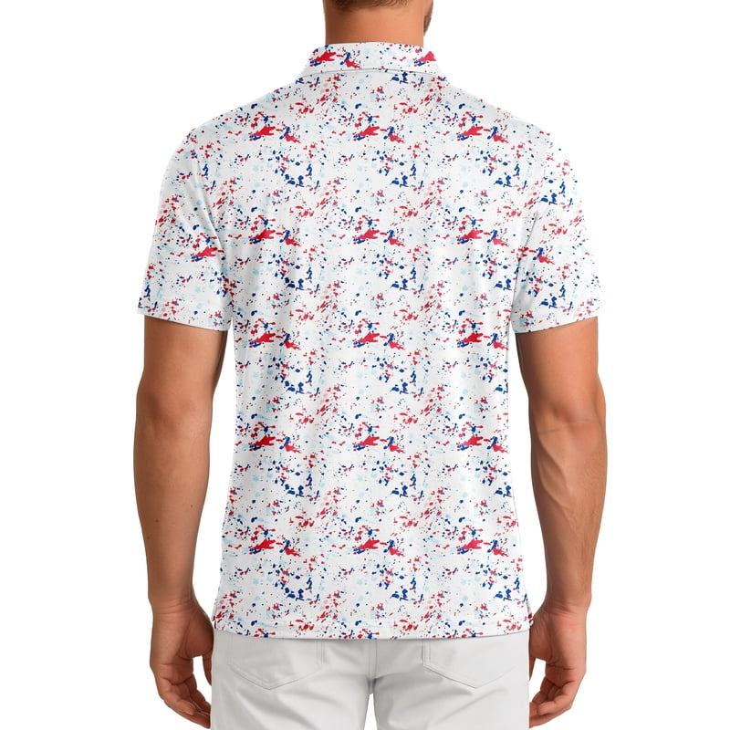 Men's Floral Print Golf Polo Shirts - Short Sleeve Performance Comfort