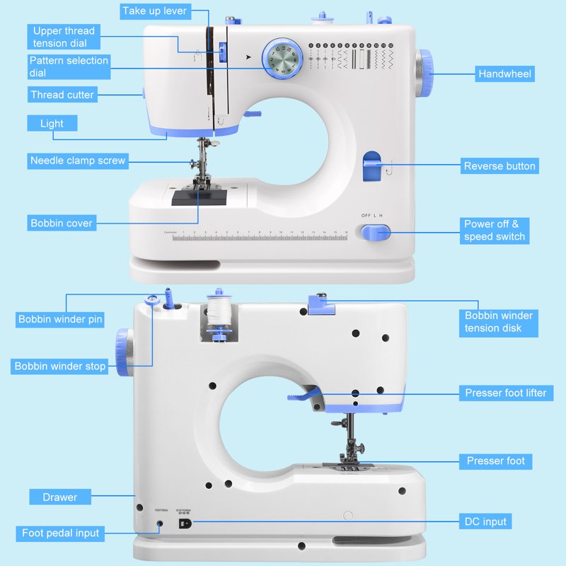 Portable Sewing Machine for Beginners with 12 Stitches, Adjustable Speed, Foot Pedal, Compact & Lightweight