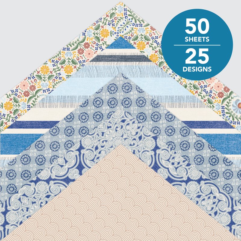 12x12 Scrapbook Paper Pad - 50 Sheets Bohemian Design, 24 lb/110 GSM