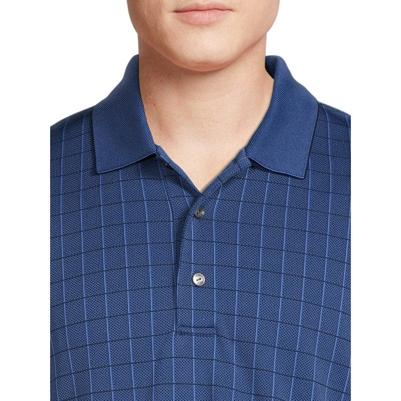 Ben Hogan Men’s & Big & Tall Textured Windowpane Golf Polo Shirt – Navy XL
