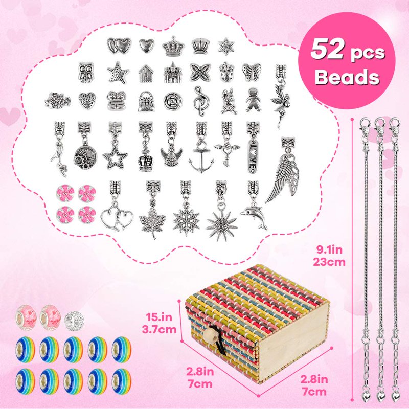 Girls DIY Charm Bracelet Making Kit for Ages 6-12 - Creative Jewelry Gift Set