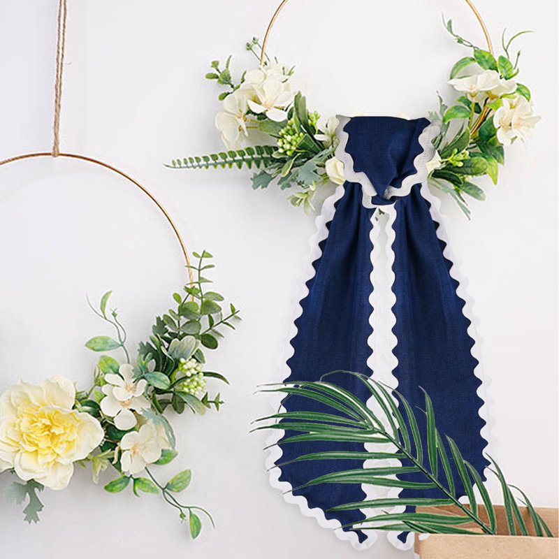 Decorative Wreath Sash Ribbon with Lace Trim for Front Door Holiday & Wedding Decor