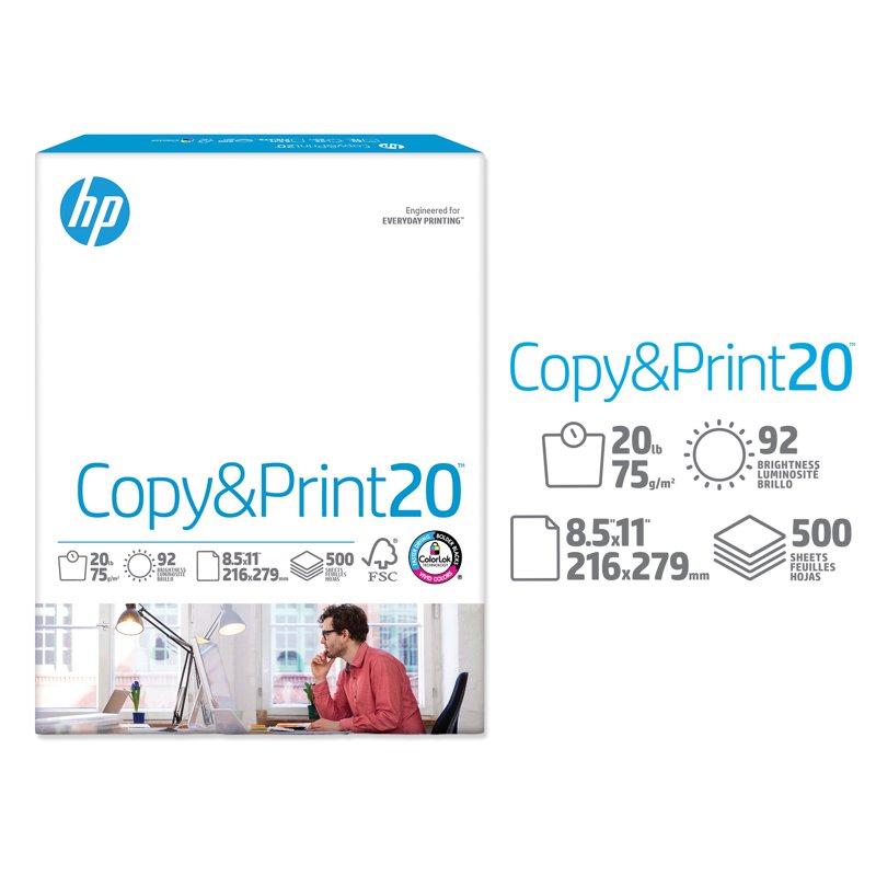 20lb Copy & Print Paper 8.5 x 11 Inches - 500 Sheets, Bright White