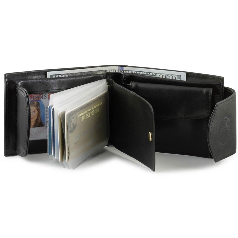 Women's Convertible Leather Billfold Wallet - Black