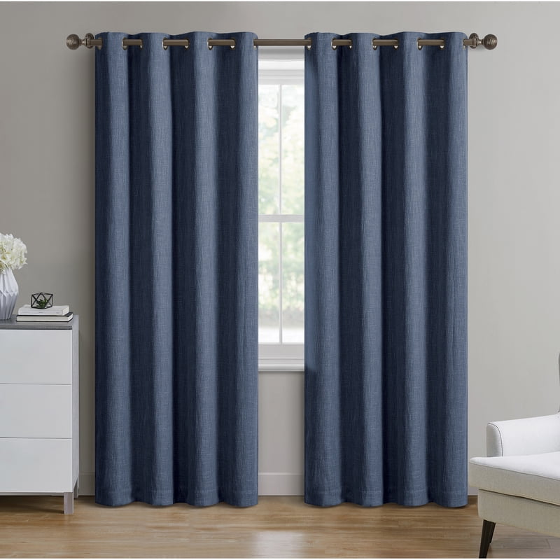 Blackout Grommet Curtain Panel - Textured Woven Window Treatment, 50x108 inches