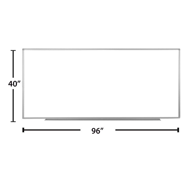 Luxor Magnetic Wall-Mounted Dry Erase Board 96x40 Inches Silver Aluminum Frame