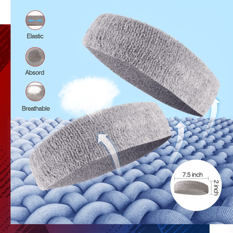 Moisture-Wicking Wide Headbands for Men and Women - Pack of 4