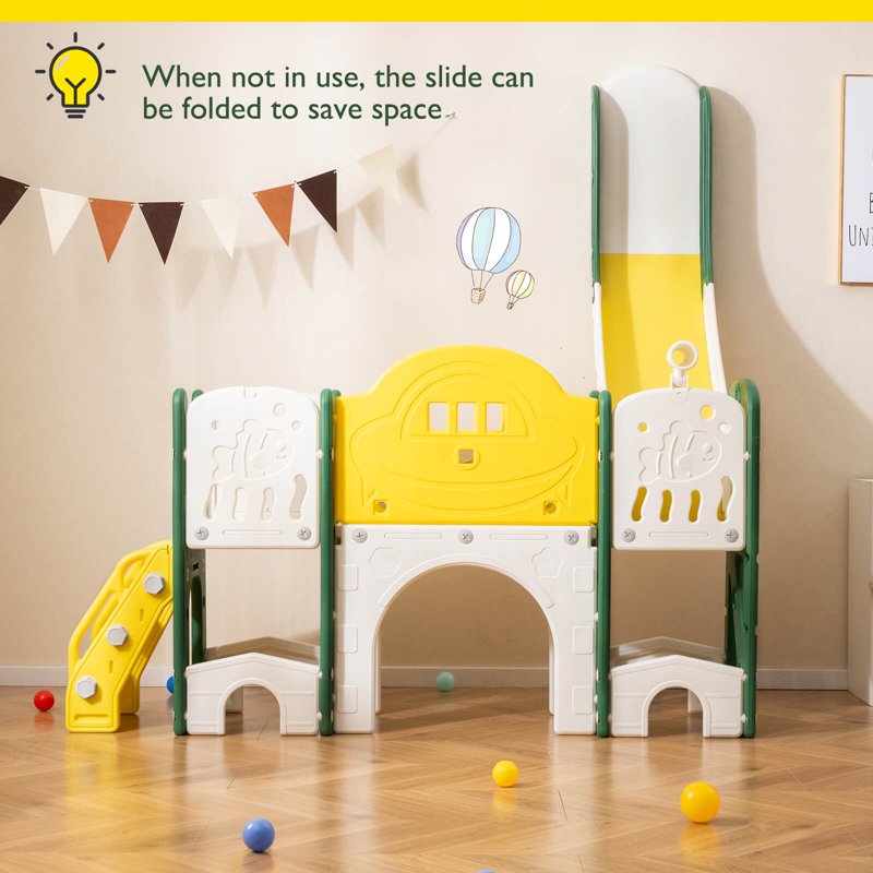 10-in-1 Toddler Indoor Playground Set with Slide, Whiteboard & Telescopic Ring Toss