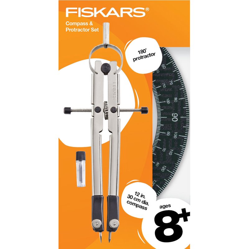 12-Inch Metal Compass with Protractor for Geometry & Math Supplies