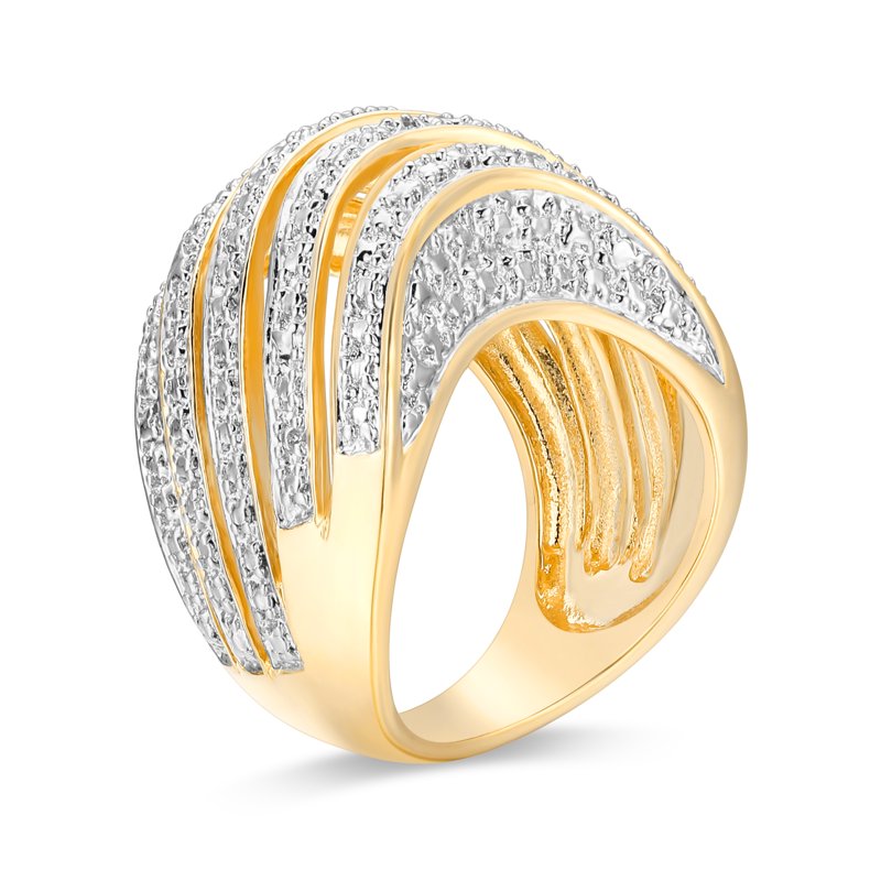 Forever Facets Diamond Accent Bombe Swirl Ring - Two-Tone Rhodium Over Bronze, Size 6