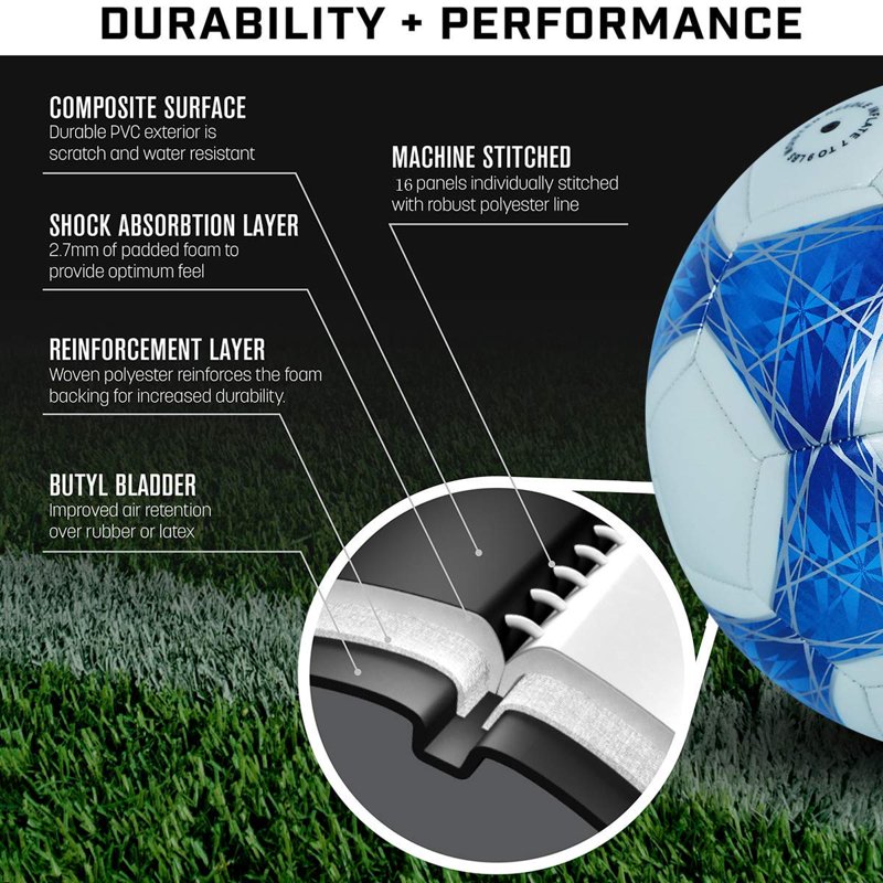 Light Up Soccer Ball Size 4/5 Glow in the Dark Ball with Pump & Needles