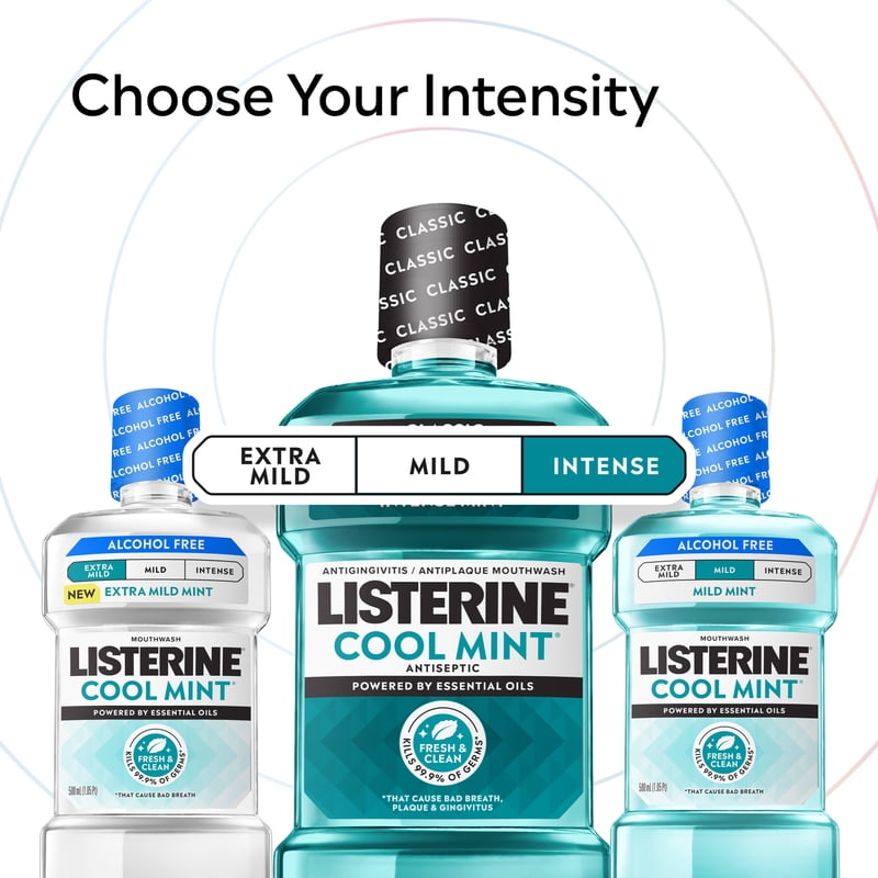 Antiseptic Mouthwash for Bad Breath & Plaque - Intense Fresh Mint, 2 Pack