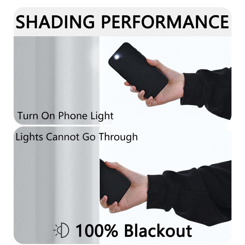 Blackout Grommet Curtains with Thermal Insulation for Bedroom - Full Light Blocking & Noise Reduction