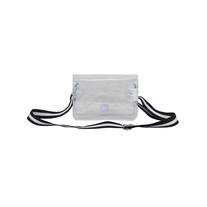 Clear Crossbody Bag with Webbing Strap - Unisex Fashion Purse