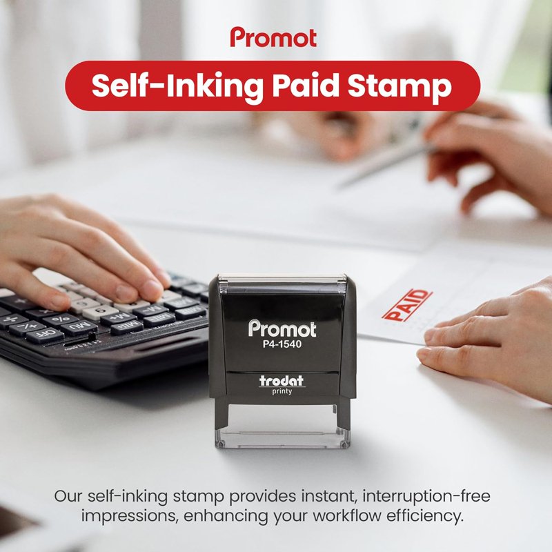 Self-Inking Rubber Stamp for Business & Office Use - Promot Paid Stamp