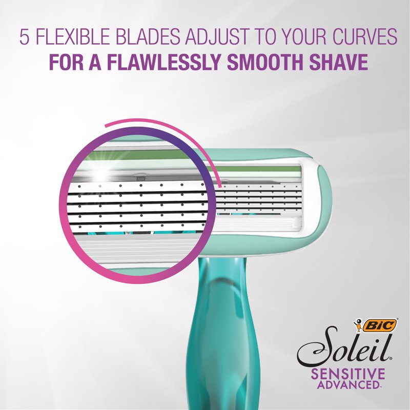 Disposable Women's Razor with Five Blades - Sensitive Skin, 10 Count