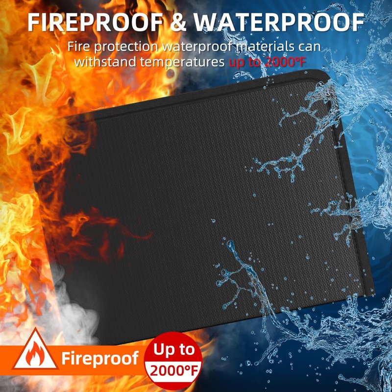 Fireproof Accordion File Organizer with Waterproof Zipper and Labels, 13 Pockets