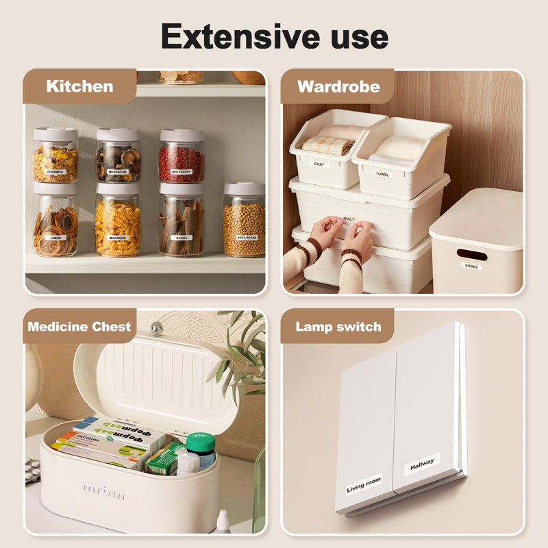 Portable Bluetooth Label Maker Machine with Tape - Compact Thermal Printer for Home Office Storage