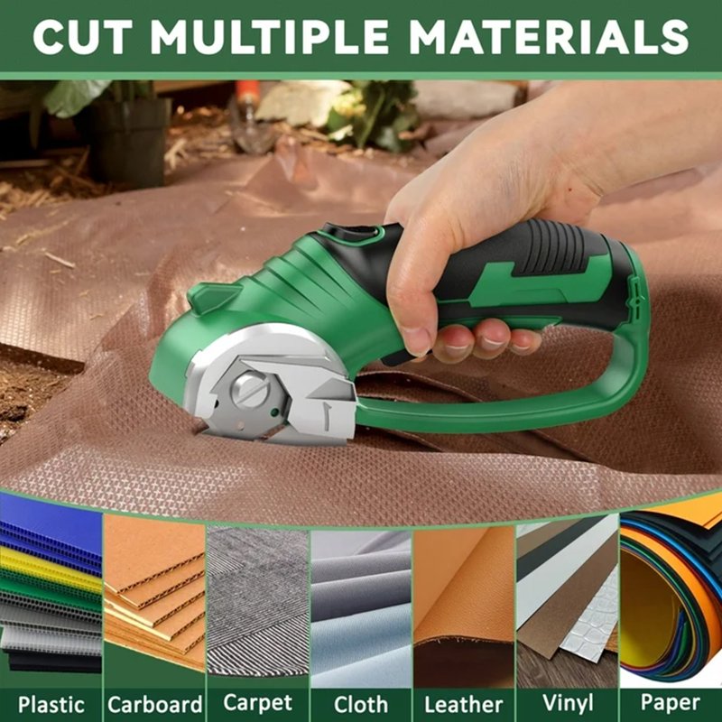 Cordless Electric Cardboard Cutter with Blades, Safety Lock & LED Light