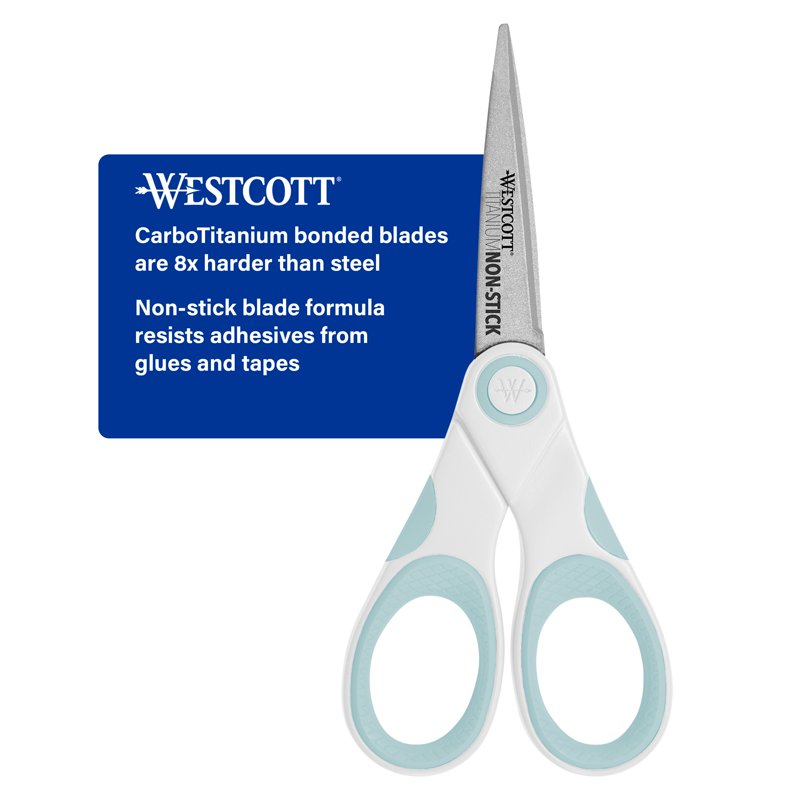 Craft Scissors, 5-Inch Carbo Titanium Non-Stick blades, White/Blue