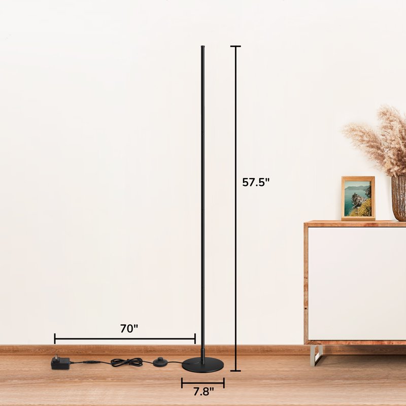 Modern LED Corner Floor Lamp 57.5 Inch Dimmable Standing Light for Living Room & Bedroom