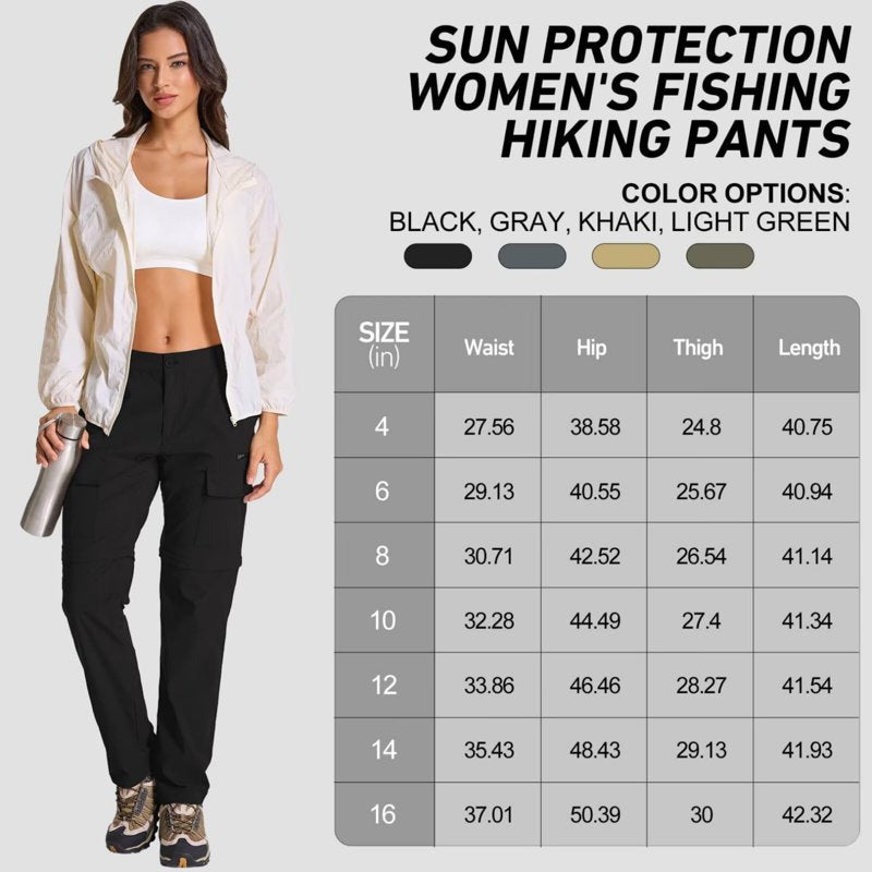 Women's Zip Off Convertible Cargo Pants for Hiking Camping Travel - Quick Dry & UV Protection