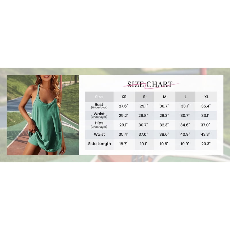 Women's Athletic Mini Dress with Built-In Shorts V Neck Sleeveless Workout Dress
