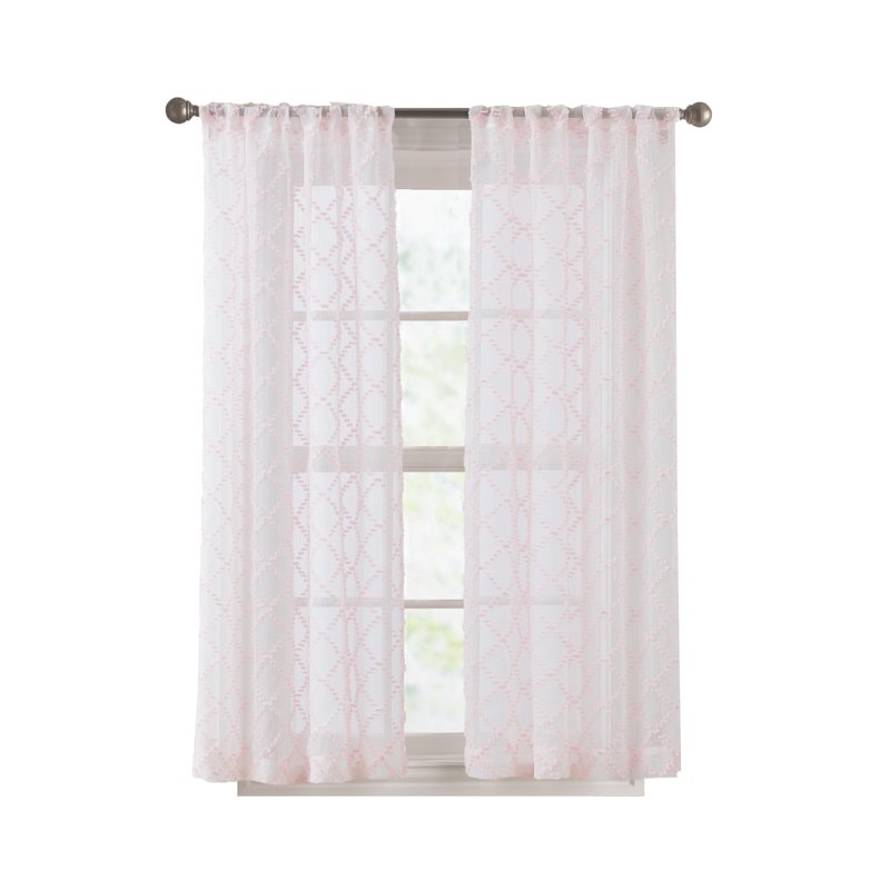 Kids Room Sheer Curtain Panel with Diamond Pattern - Multiple Sizes & Styles