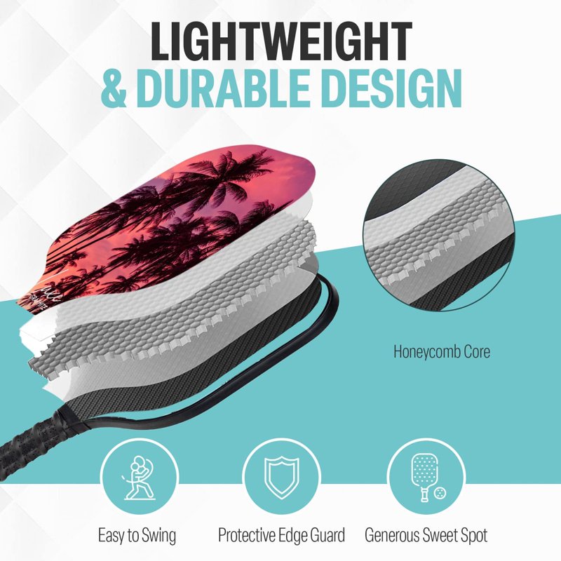Sunset Palms Lightweight Graphite Pickleball Paddle - Palms-O-Aces