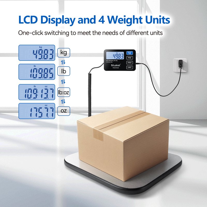 Digital Postal Scale 440lbs/200kg with LCD Display Tare Hold Function