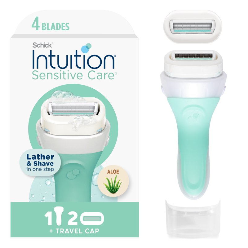 Women's Razor Handle & Refill Blades - Sensitive Care, 4-Blade Pivoting Head, Aloe & Vitamin E Infused Shaving System