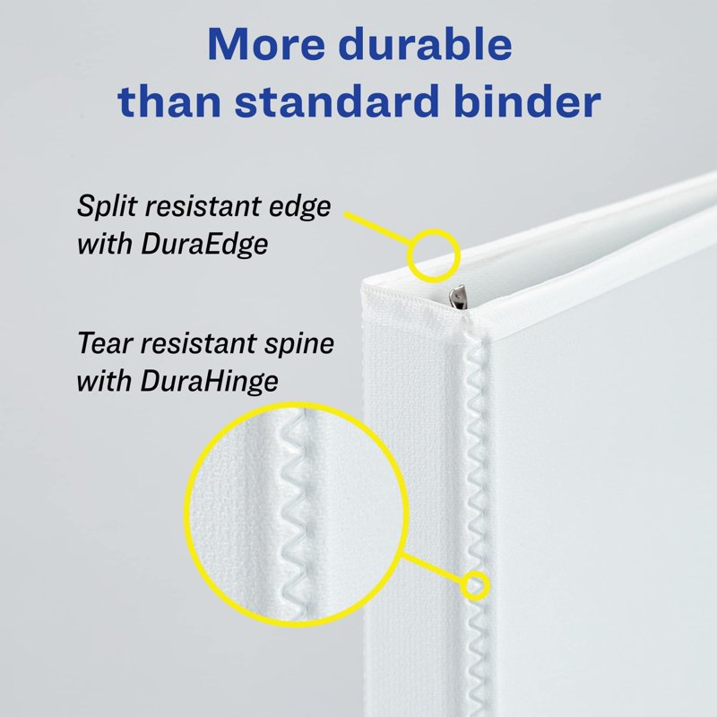 Heavy-Duty View 3 Ring Binder with EZD Rings - 5 Inch, Pack of 2, White
