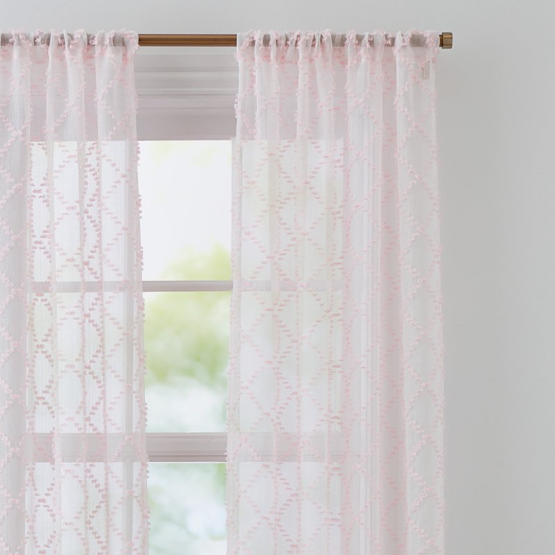 Kids Room Sheer Curtain Panel with Diamond Pattern - Multiple Sizes & Styles