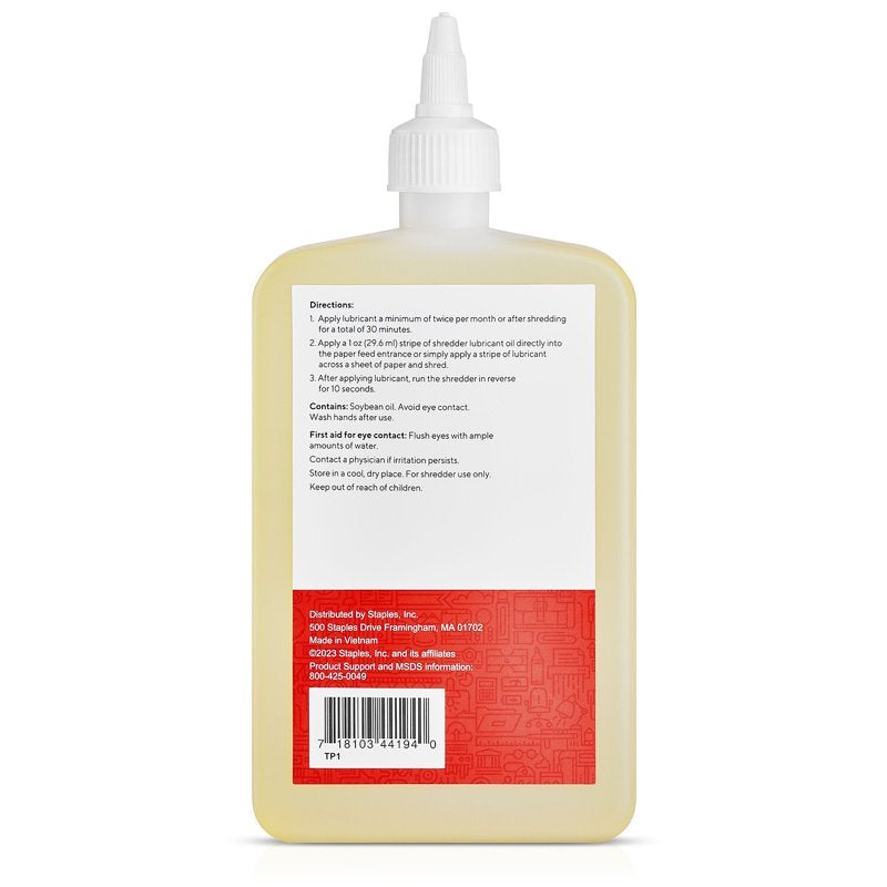 Shredder Oil 14 oz - Biodegradable Lubricant for Paper Shredders